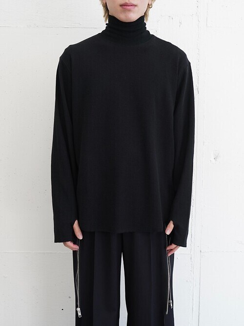 HIGH NECK LONG SLEEVE TEE - 26/1 BD Micro Waffle -｜saby MENS